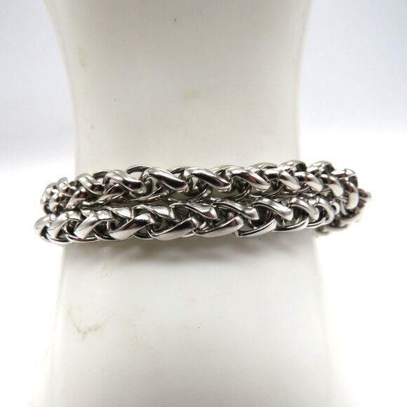 Vintage Bracelet Gold Silver Tone Hook Magnetic Clasp  Woven Chain Design - Picture 7 of 16